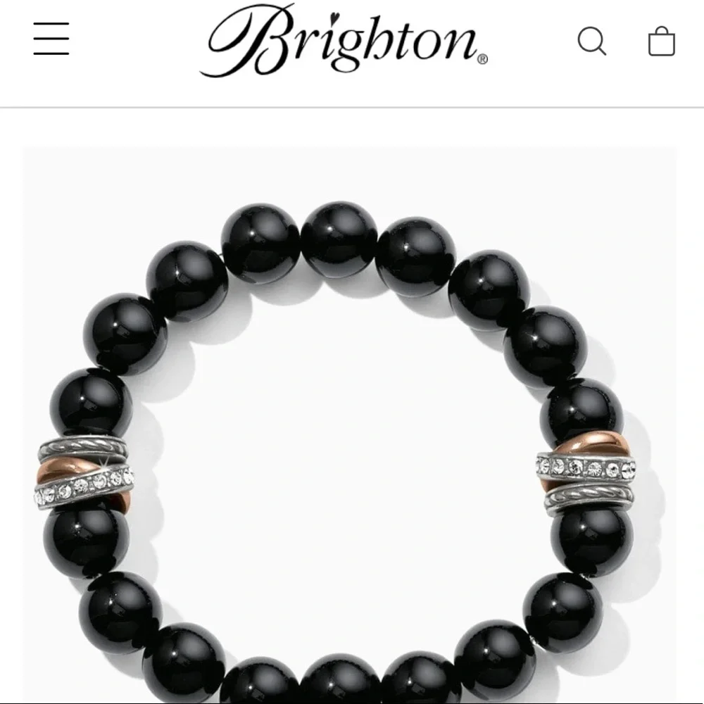 NWOT Brighton Black Agate Stretch Bracelet - Picture 2 of 2